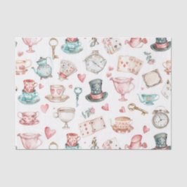 Papel De Seda Padrão Alice em Aquarela