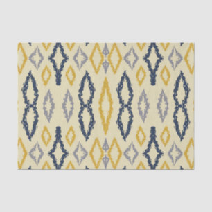 Papel De Seda Padrão Amarelo Azul Ikat marroquino