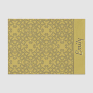 Papel De Seda Padrão Amarelo da Mostarda Personalizada