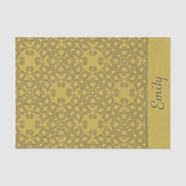 Papel De Seda Padrão Amarelo da Mostarda Personalizada (Frente )