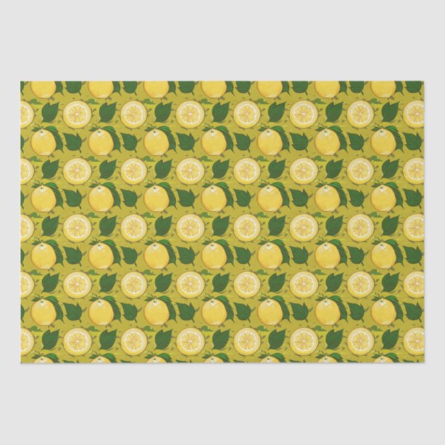 Papel De Seda Padrão Amarelo de Limão de Aquarela (Frente )