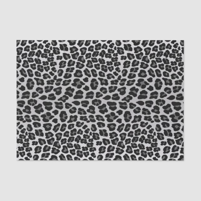 Papel De Seda Padrão animal negro-leopardo-da-neve branca (Frente )