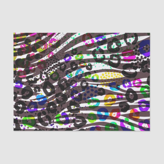 Papel De Seda Padrão Animal Print Diversão Cores Vibrantes (Frente )