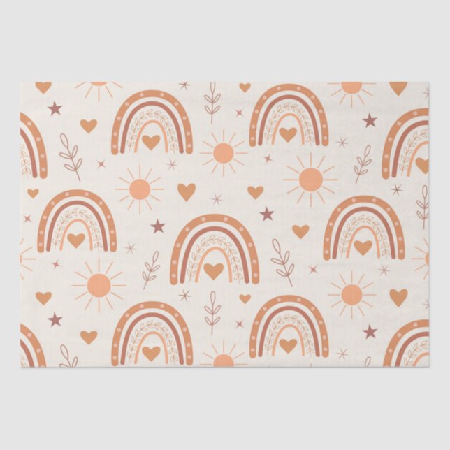 Papel De Seda Padrão arco-íris do Terracotta boho (Frente )