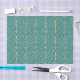 Papel De Seda Padrão Art Deco com formas geométricas douradas