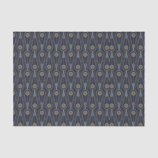 Papel De Seda padrão Art Deco com formas geométricas em ouro (Frente )