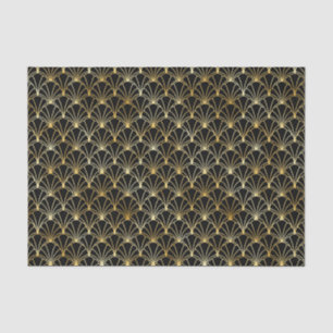 Papel De Seda Padrão Art Déco Dourado e Preto