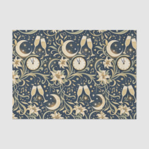 Papel De Seda Padrão Art Nouveau de Ano Novo ao Luar