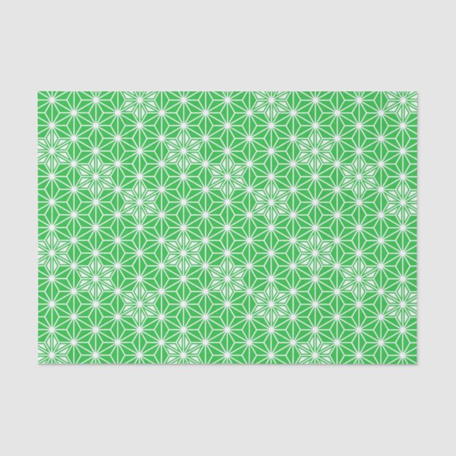 Papel De Seda Padrão Asanoha japonês - verde-jade (Frente )