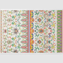 Papel De Seda Padrão asiático floral brilhante