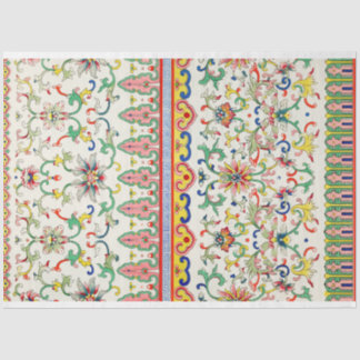 Papel De Seda Padrão asiático floral brilhante