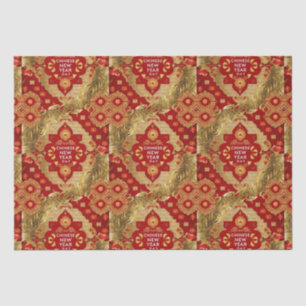 Papel De Seda Padrão asiático moderno de Ano Novo chinês feliz