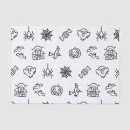 Papel De Seda Padrão assustador feliz do Dia das Bruxas - Branco