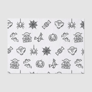 Papel De Seda Padrão assustador feliz do Dia das Bruxas - Branco