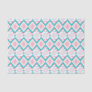 Papel De Seda Padrão Asteca Geométrico e Turquesa