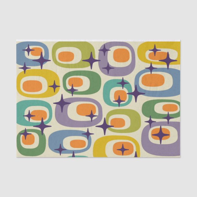 Papel De Seda Padrão atômico moderno do meio século (Frente )