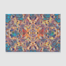 Papel De Seda Padrão Azul Amarelo Roxo Tribal Boho Hippie