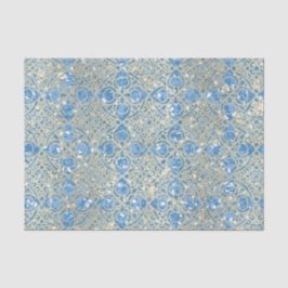 Papel De Seda Padrão azul e dourado