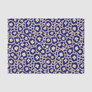 Papel De Seda Padrão Azul Escuro de Anemone Chic Boho