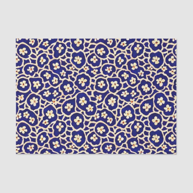 Papel De Seda Padrão Azul Escuro de Anemone Chic Boho (Frente )