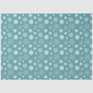 Papel De Seda Padrão Azul-Teal dos Flocos de Neve de inverno
