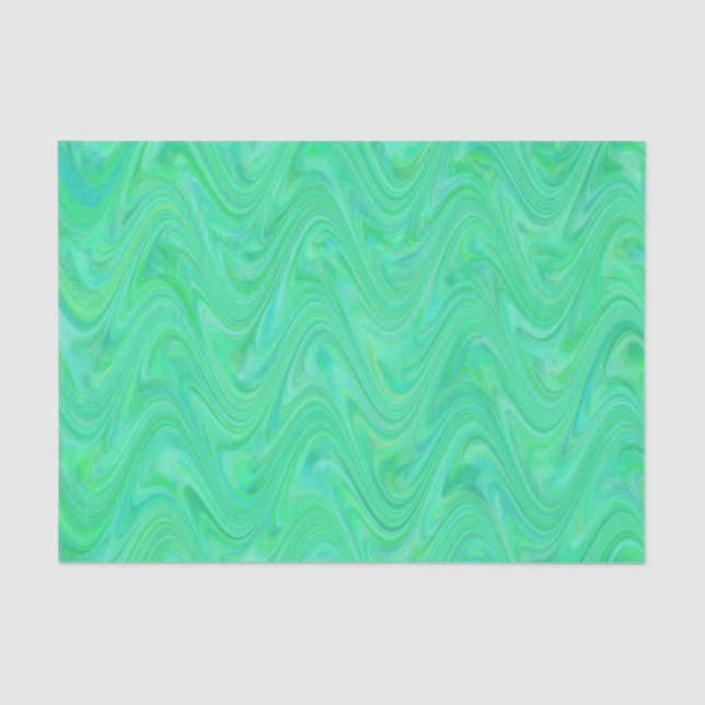 Papel De Seda Padrão Azul Verde Marbling (Frente )