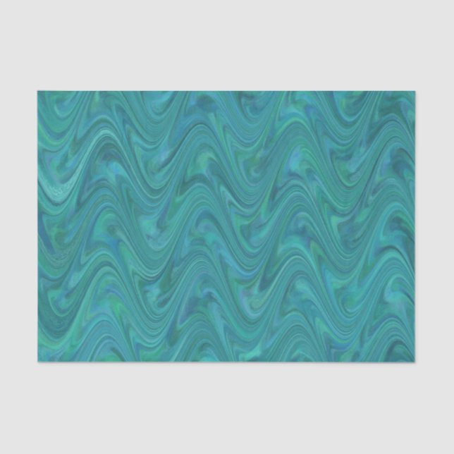 Papel De Seda Padrão Azul Verde Marbling (Frente )
