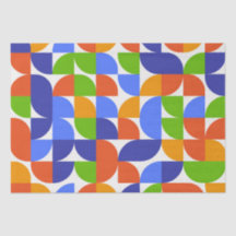 Padrão Bauhaus Meio do Século Azul, Laranja, Verde