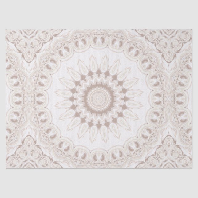 Papel De Seda Padrão Beige e Cream Mandala (Frente )