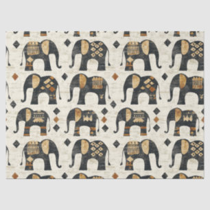 Papel De Seda Padrão Boho Elefante Tribal (2)