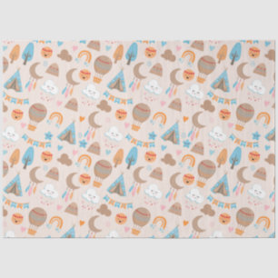 Papel De Seda Padrão Boho Fofo em Marrom
