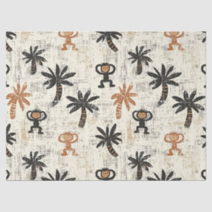 Papel De Seda Padrão Boho Monkey Jungle Safari