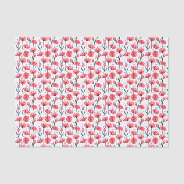 Papel De Seda Padrão bonito da Tulipa Floral Rosa (Frente )