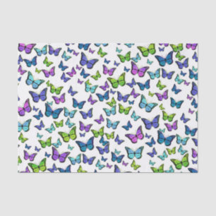 Papel De Seda Padrão bonito de borboleta verde e roxa azul