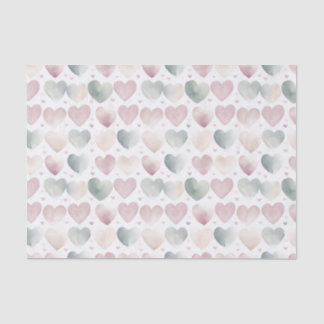 Papel De Seda Padrão bonito de Coração de Aquarela de Pastel
