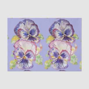 Papel De Seda Padrão Bonito de Lavanda Floral de Flor Pansy