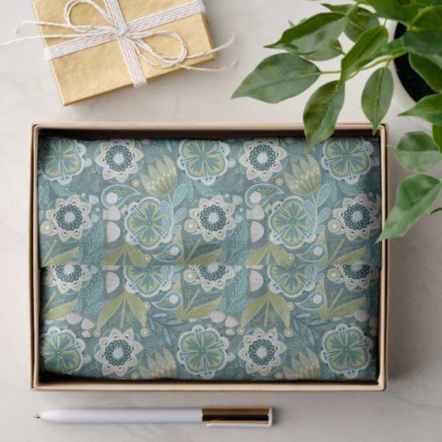 Papel De Seda Padrão Botânico Boho Floral (Presente)