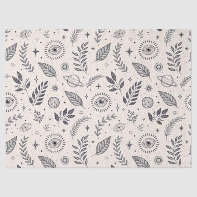 Papel De Seda Padrão Botânico Celestial (6) (Frente )
