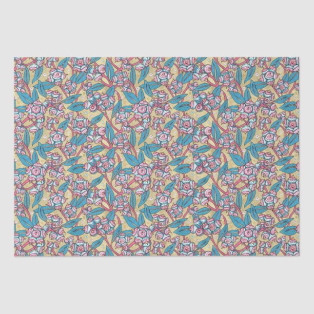 Papel De Seda Padrão Botânico da Planta Australiana Eucalyptus S (Frente )