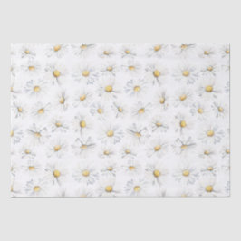 Papel De Seda Padrão Botânico das Flores Brancas