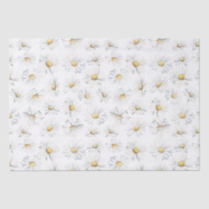 Papel De Seda Padrão Botânico das Flores Brancas