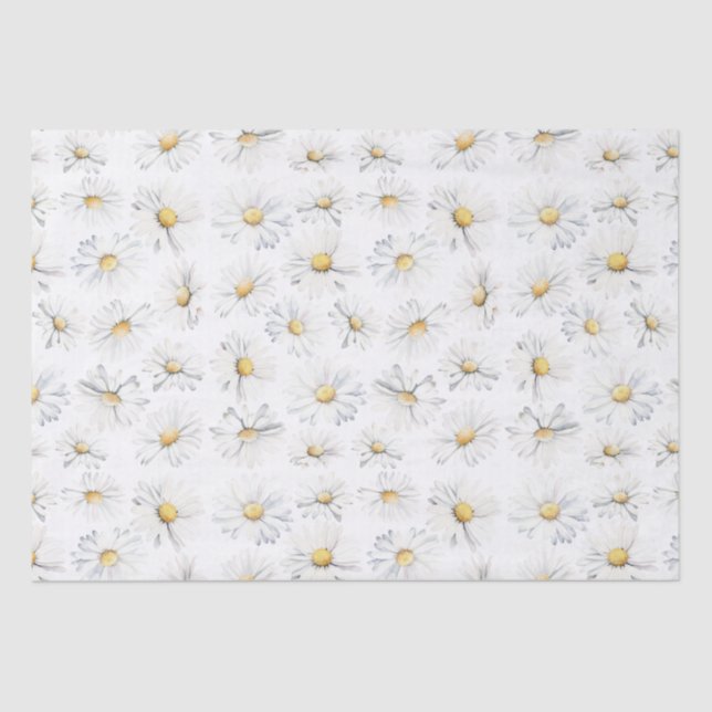 Papel De Seda Padrão Botânico das Flores Brancas (Frente )