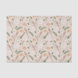 Papel De Seda Padrão Botânico de Aquarela