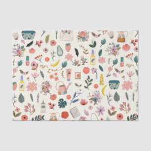 Papel De Seda Padrão Botânico de Beleza Orgânica