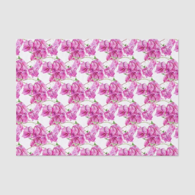 Papel De Seda Padrão botânico de bougainvillea rosa (Frente )