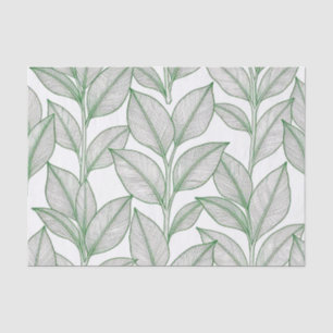 Papel De Seda Padrão Botânico de Folha de Louro Verde