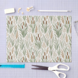 Papel De Seda Padrão Botânico de Junco de Aguarela