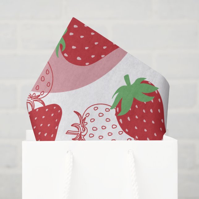 Papel De Seda Padrão Botânico de Morango Fresco (Sacola de presentes)