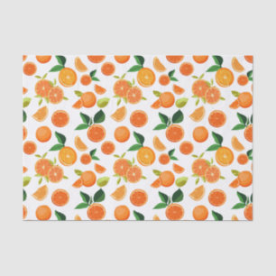Papel De Seda Padrão Botânico do Citrus Laranja