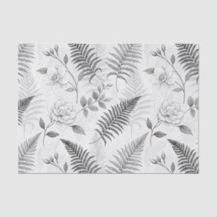 Papel De Seda Padrão Botânico Floral Azul Vintage (1)